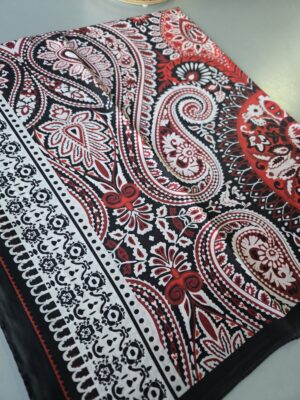 Şehzade Vual İpek Şal 10102 - Siyah Kırmızı