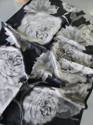 Flora Vual İpek Şal 10100 - Siyah