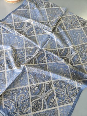 Şehnaz Vual İpek Şal 10103 - Mavi Vizon