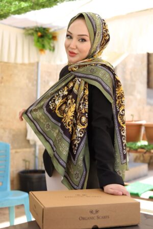 VERSACE VUAL İPEK ŞAL - 344456- YEŞİL