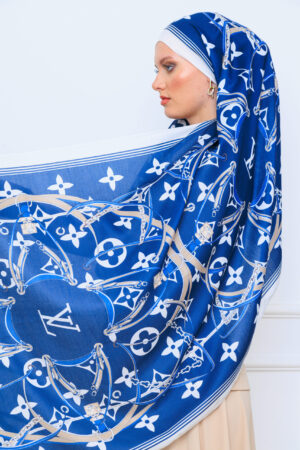 Lv Kemer Desen Pamuk Soft Şal 31230 - Lacivert
