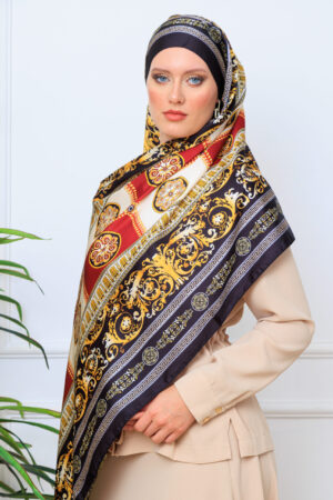 VERSACE VUAL İPEK ŞAL- 344456-SİYAH BORDO