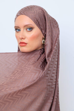 Zikzak desen pamuk Jakar Şal - Vizon