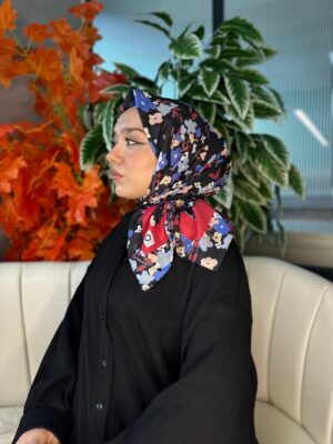 Bahar Desen Pamuk İpek Eşarp-13001-Fuşya