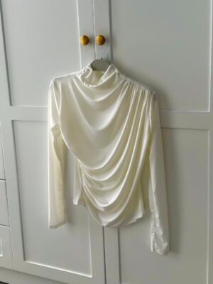 Drapeli Tasarım Bluz  BLZ100297 - Bej