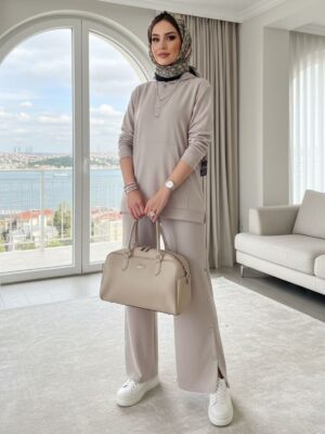 Premium Oysho Çıtçıtlı  İkili Takım TK100242  - Taş