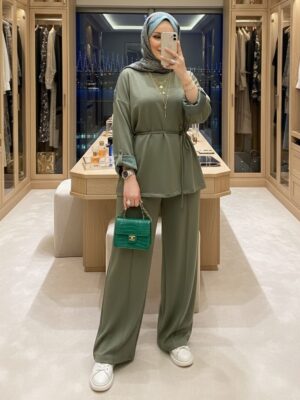 Oysho Premium Bağlamalı İkili Takım TK100240 - Haki