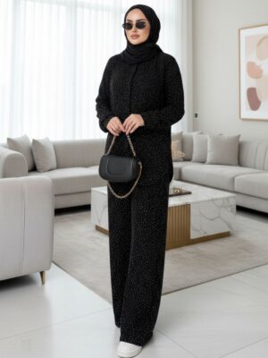 Lola Taşlı İkili Takım (Şal Hediye)TK100413  - Siyah