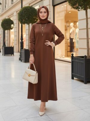 Samyella Trend Scuba Elbise ELB100453  – Kahve