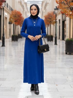 Monella Trend Kuşgözlü Elbise ELB100455  – Saks Mavi