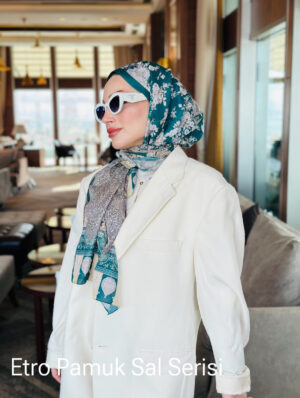 Etnik Etro Desen Pamuk Soft Şal 61534 - Yeşil