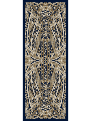 Lacivert Manolya Desen Pamuk İpek Şal