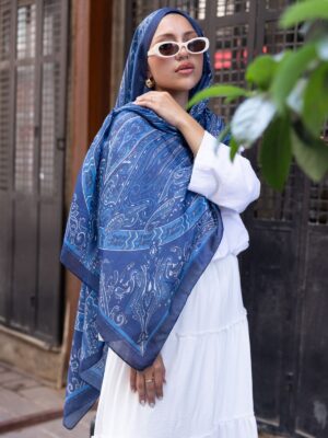 Etro Pamuk İpek Şal 52340 -Mavi-lacivert