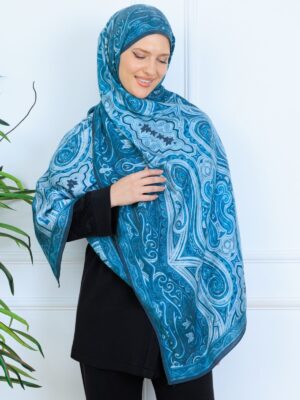Mirşah Desen Şal  469-021 - V-1 - Gök Mavi