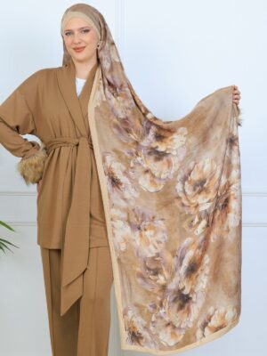 Zemheri Desen Şal  469-023 - V-12 -  Vanilya Pembe