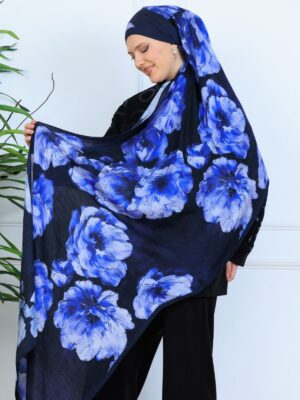 Zemheri Desen Şal  469-023 - V-16 -  Derin Mavi