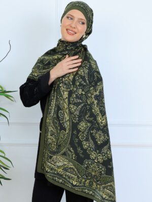 Ravza Desen Şal  469-019 - V-11 - Yağ Yeşili