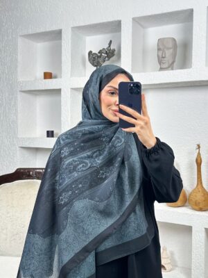 Sarmaşık Desen Pamuk İpek Şal -41200- Siyah