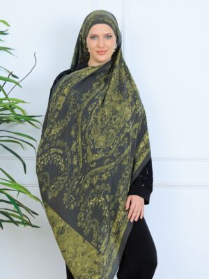 Derin Yansıma Desen Şal 469-017 - V-2 - Yağ Yeşili