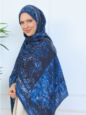 Derin Yansıma Desen Şal  469-017 - V-3 - Gök Mavi
