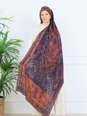 Derin Yansıma Desen Şal  469-017 - V-9 - Bakır Kahve