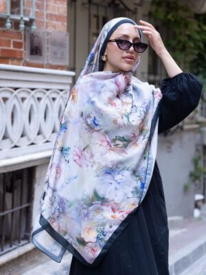 Mystic Bloom Desen Pamuk İpek Şal-Pastel