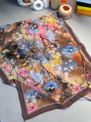 Flowers Kraş Desenli Şal - ŞL100234 - Kestane