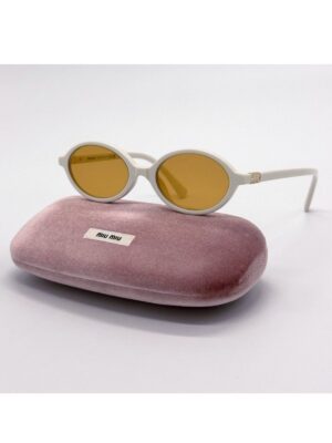 Mıu Mıu İthal Oval Güneş Gözlüğü - Beyaz