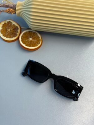 Unisex Dikdörtgen Asetat Güneş Gözlüğü- Siyah