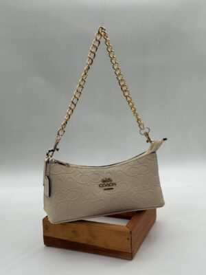 Coach Gofraj baskı zincirli bej çanta