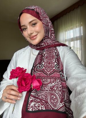 Touch Divan Desen İthal Pamuk Şal-2626202-Bordo