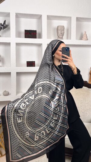 Burberry Çift Taraflı İthal Vual İpel Şal 78631 - Füme  Siyah