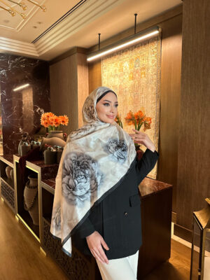 Flora Vual İpek Şal 10100 - Siyah Duman