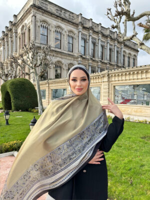 Çini Rüyası Vual İpek Şal 10101 - Yağ Yeşili