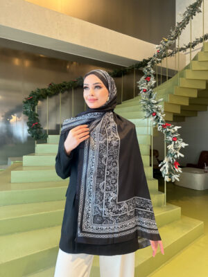 Çini Rüyası Vual İpek Şal 10101 - Siyah