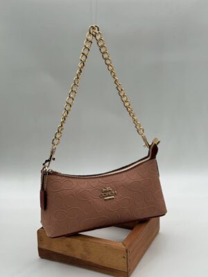 Coach Gofraj baskı zincirli baget nude çanta