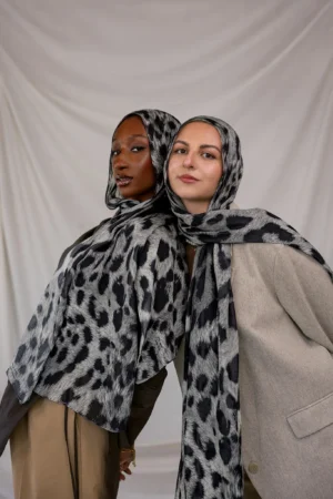 Leopar Pamuk Vual Şal- Siyah