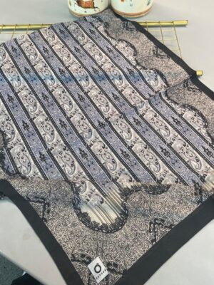 Etro Desen Pamuk İpek Şal 49733 -Gece Siyahı