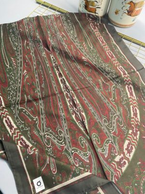 Etro Pamuk İpek Şal 52340 - Yeşil-Bordo