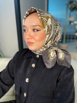 Retro Desen Pamuk Soft Eşarp 27092 - Camel