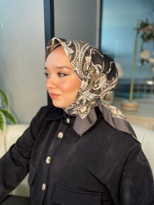 Retro Desen Pamuk Soft Eşarp 27092 - Altın