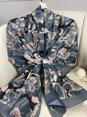 PAPATYA DESEN PAMUK İPEKSİ ŞAL 25896- ANTRASİT