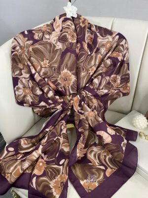 PAPATYA DESEN PAMUK İPEKSİ ŞAL 25896- MÜRDÜM