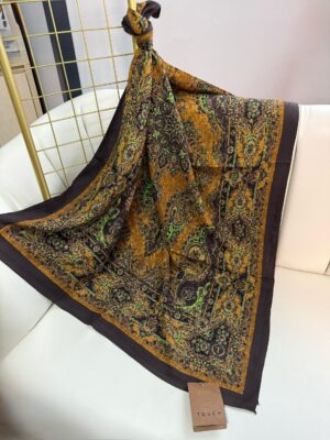 Touch İthal Pamuk İpek Şal-63456-Hardal-Yeşil