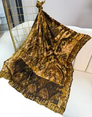 Touch İthal Etnik Desen Yün İpek Şal-34550-Karemel-Latte