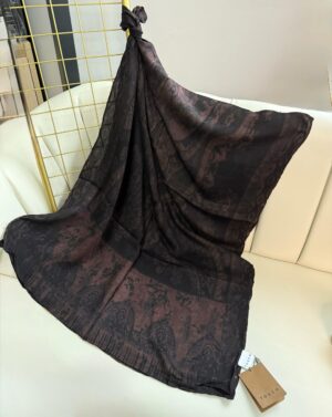 Touch İthal Etnik Desen Yün İpek Şal-34550-Ağaç Kabuğu