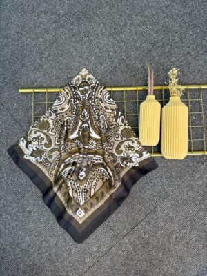 Etro Desen Pamuk Soft Eşarp 27091 -Yağ  Yeşili