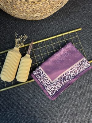 Leopar Detaylı Pamuk İpek Şal-456654-Gül Kurusu