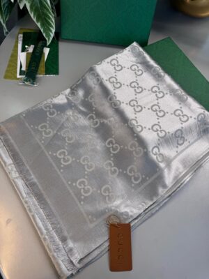 İthal Yün  İpek Şal Tam Set Kutulu Sertifikalı-Gri