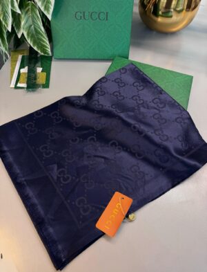 İthal Yün  İpek Şal Tam Set Kutulu Sertifikalı-Lacivert